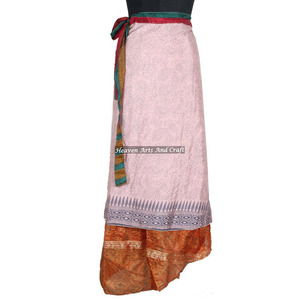 Multi-Layer Indian Silk Sari <b>Wrap</b> <b>Skirt</b> Ladies Summer Below the Knee <b>Wrap</b> <b>Skirts</b> Manufacturer Wholesaler - Product Image 1