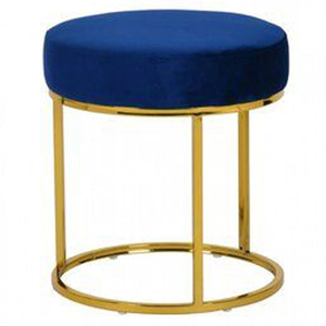 Tabouret de luxe Golden Stool en acier inoxydable, forme ronde, avec un magnifique pouf en tissu, autre décoration d'intérieur - Product Image 3
