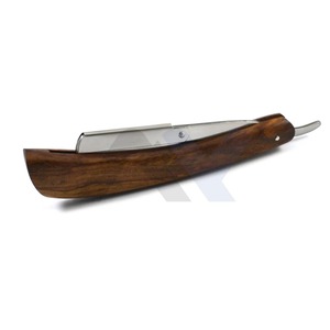 Rasoir professionnel haut de gamme à manche pivotant en bois de luxe, forme en L, type Shavette, en acier inoxydable, lame unique pour le rasage du visage - Product Image 3