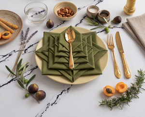 Olive Green 100% <b>Linen</b> Handmade Classic Reusable Dinner <b>Napkin</b> 60x60cm for Party Wedding Buffet - Product Image 4