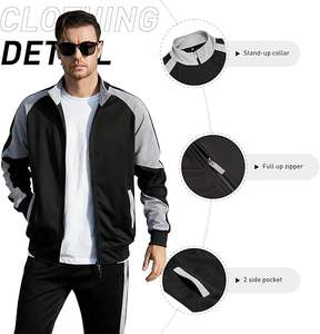 Survêtements décontractés pour hommes, ensemble 2 pièces avec veste et pantalon à fermeture éclair intégrale - Product Image 3