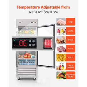 Équipement de réfrigération pour cuisine commerciale, congélateur vertical à porte vitrée simple de 29,02 pouces de large, dégivrage automatique, 4 étagères réglables - Product Image 3