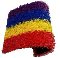 Tapis de gazon artificiel décoratif, fausse herbe en plastique, tapis d'herbe artificielle rouge/jaune/bleu pour balcon, maternelle, motif arc-en-ciel de dessin animé