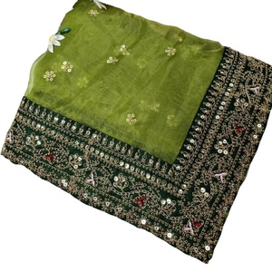 Peso ligero Multi Stone & Sequence Work Soft Georgette Silk Saree con blusa para damas Ropa informal Ropa India Seda Modal - Product Image 1