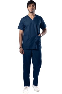 Tenues médicales unisexes à manches courtes, col en V, extensibles, tissées, avec logo personnalisé et motif, pour hôpitaux, salons de beauté et détection par radiofréquence - Product Image 3