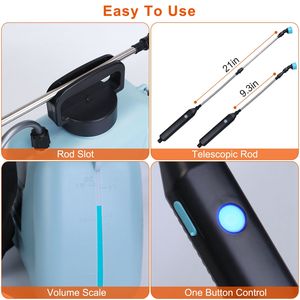 Spruzzatore Elettrico Telescopico da Giardino 5L/1,3 Galloni, Spruzzatore Automatico Portatile con 3 Ugelli, Ricaricabile per la Cura delle Piante - Product Image 2