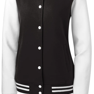 แจ็คเก็ตวิทยาลัย Urban Classics 2 สี - แจ็คเก็ตบอมเบอร์ผ้าฟลีซหนานุ่มสีดำและสีขาว - เสื้อโค้ทสไตล์เรโทรสตรีทแวร์สำหรับทุกเพศ - Product Image 6