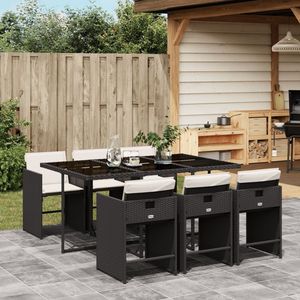 Juego de 6 Muebles de Jardín para Patio en Color Blanco Crema y Negro - Product Image 1