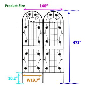 Lot de 2 treillis de jardin en métal antirouille de 71 po x 19,7 po, support extérieur pour plantes grimpantes - Product Image 5