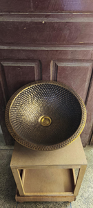Handmade Hammered Antique Copper Vessel Sink Luxury <b>Round</b> Bathroom Wash <b>Basin</b> for Vanity Countertop Installation - Product Image 2