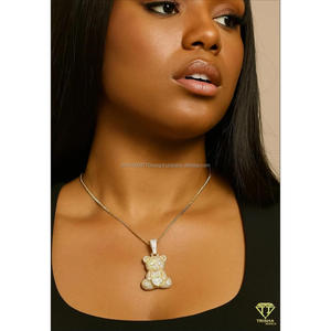 Custom Teddy Bear Hip Hop Pendant for Men Women with Hand Set Moissanite Diamonds and 925 Silver - Product Image 3