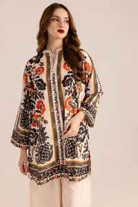 Magnifique ensemble de vêtements décontractés et de soirée de style Bollywood, en tissu crépon lourd indien et pakistanais, avec motifs imprimés numériquement, par des designers. - Product Image 4