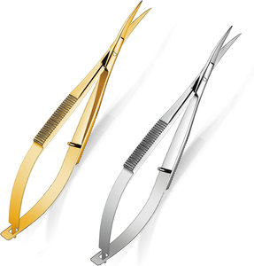 Ciseaux de beauté à ressort entièrement personnalisés, en acier inoxydable de haute qualité, blancs, arc-en-ciel, durables, antidérapants, à lame courbée - Product Image 1