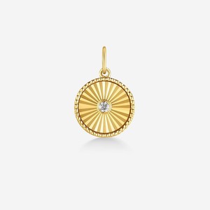 14K <b>Solid</b> <b>Gold</b> Fluted Round Cut Lab Grown Diamond <b>Pendant</b> Or Charm Bezel Set Minimalist Delicate Dainty Custom Jewelry Wholesale - Product Image 1