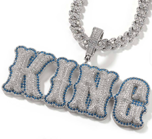 Collar Personalizado de Lujo con Letras de Moissanita, Placa con Nombre de Rey, Cadena Grande de Acero Inoxidable 925, Estilo Hip Hop - Product Image 2
