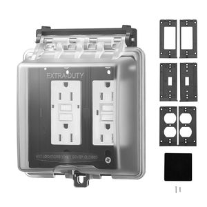 Copertura per Presa Elettrica Esterna a 2 Moduli, Resistente alle Intemperie, Design Bloccabile, Materiale PC ad Alta Resistenza - Standard CN, Stile Moderno - Product Image 1