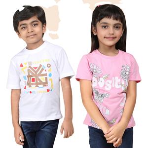 Camiseta de cuello redondo Smart Look 100% algodón para niñas disponible en diferentes métodos de impresión seleccionados a mano para la venta - Product Image 1