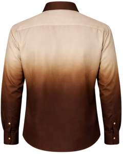 Camisa Formal para Hombre en Degradado Beige Marrón, Algodón Premium, Manga Larga, Cierre de Botones, Estilo Casual Elegante, Fabricante Personalizado, Suministro al por Mayor OEM - Product Image 2