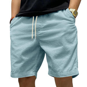 Pantalones cortos de pana para hombre, pantalones cortos informales con cordón amarillo, mezcla de algodón, ropa de calle de verano, pantalones cortos de playa cómodos - Product Image 2