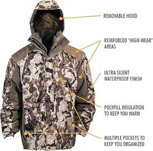 <b>Men</b>’s 3-in-1 Insulated Camo Hunting Parka, Waterproof <b>Jacket</b>, Versatile Camouflage Hunting Clothes for <b>Men</b> - Product Image 3