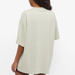 Camiseta de Cuello Redondo Oversize para Mujer, Color Beige Claro, Corte Regular, Manga Corta, Verano, Bordado, Impresión Digital - Product Image 3