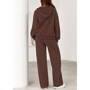Ensemble sweat à capuche et jogging pour femme avec logo personnalisé, en molleton épais, tenue décontractée pour la maison, en tissu mélange de coton doux - Product Image 5