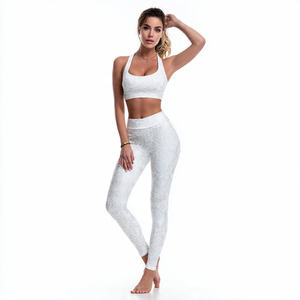 Ensemble de sport deux pièces pour femme, legging et haut de compression dos nageur, 100 % polyester, pour yoga et athlétisme - Product Image 4