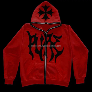Personalizado puff impresión gráfico Y2K cremallera completa hasta la caída del hombro liso en blanco hombres elegante slim fit sudaderas con capucha y sudaderas para hombres - Product Image 4