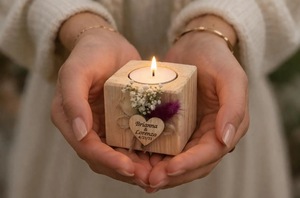 Wood <b>Tea</b> Light Holder Set Round Handmade Candle Holder for Home Decoration - Product Image 2