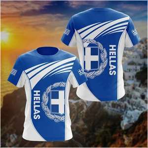 Fashion Streetwear Greek Flag Abstract Graphic Design Men’s Cotton Tee - Product Image 2