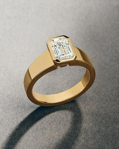 Igi/gia แหวนแต่งงาน14K ประดับเพชรสีเขียวมรกตสีเหลืองทองใส่ได้ทั้งชายและหญิงสำหรับงานเลี้ยงครบรอบ - Product Image 2