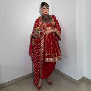 ชุดแต่งงานแบบดั้งเดิมของชนเผ่าบันจารา คุณภาพสูง แฟชั่นลำลอง เรียบง่าย ปักลายแบบอัฟกานิสถาน - Product Image 4