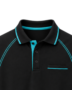 Camiseta Polo Personalizada para Hombre, Color Negro Cian, Estilo Casual, Manga Corta, Transpirable, Mezcla de Algodón, para Golf, Ropa de Verano - Product Image 5