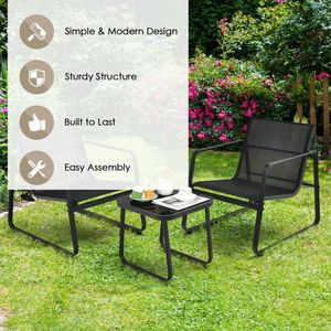 3-Piece Patio Bistro Furniture Set with Glass Top <b>Table</b> for <b>Garden</b> Deck - Product Image 4