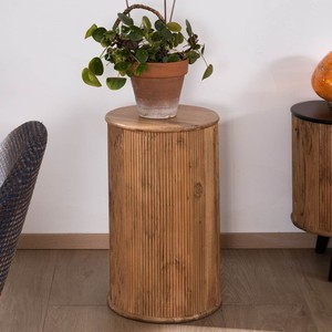 Taburete Vandana Crystal Field de madera de acacia con acabado aceitado, estilo Boomer, estilo vintage - Product Image 1