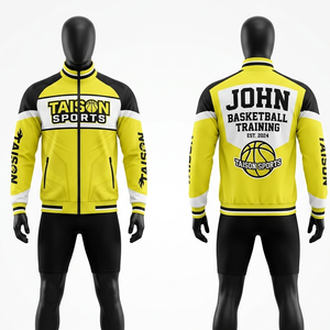 Veste d'entraînement de basketball pour hommes en polaire douce GSM, noire et rouge avec empiècements contrastants, impression par transfert thermique, broderie, logo personnalisé - Product Image 2