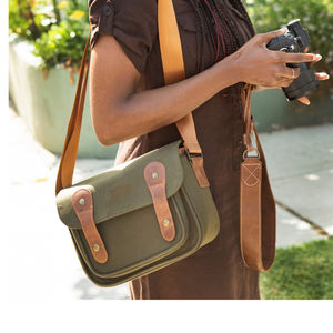 Sac à appareil photo en toile et cuir de qualité supérieure, étui de voyage vintage pour reflex numérique, étanche, antichoc, sac à bandoulière LCCB-0001 - Product Image 6