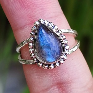 <b>Labradorite</b> <b>Ring</b> 925 Sterling Silver Handmade Boho Statement Promise Jewelry for Women Natural Pear Shape Gemstone Jewelry - Product Image 5