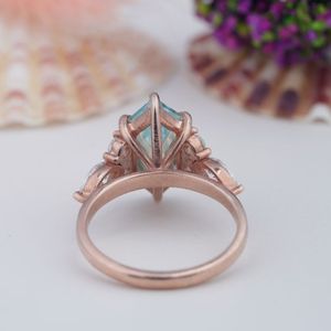 Factory Direct Wholesale 925 Sterling <b>Silver</b> <b>Emerald</b> Cut Prong Romantic Natural Moss Agate Wedding <b>Rings</b> Custom Logo for Unisex - Product Image 4