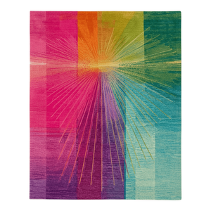 Hand Tufted Wool Area Rug Modern Multi Color Sunburst Abstract Design Dense Plush Fiber <b>Fluffy</b> Soft Non-Slip Eco-Friendly <b>Carpet</b> - Product Image 5