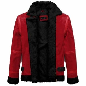 เสื้อแจ็คเก็ตหนังเชอร์ปาสีแดงลาวาของไรอัน เรย์นอลด์ส์ - Product Image 1