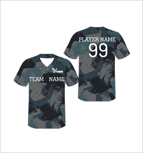 Maillot de baseball personnalisé gris noir camouflage numérique, sublimation, boutonné, uniforme d'équipe, t-shirt athlétique anti-humidité, OEM - Product Image 1
