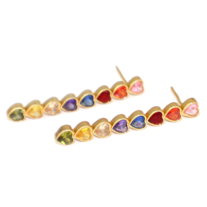 Antique Fashion Cubic Zirconia Gemstone Drop Shape 18K Gold Plated <b>Heart</b> Design Brass Metal Drop <b>Earring</b> For Women Wholesale - Product Image 2