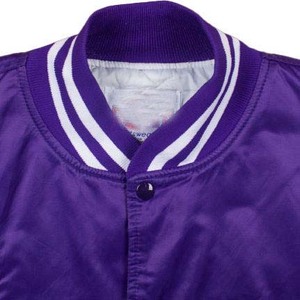 <b>Purple</b> <b>Men's</b> Varsity Jacket Solid Color Turn-down Collar Regular Fit Polyester Material Casual Style Autumn Wear - Product Image 3