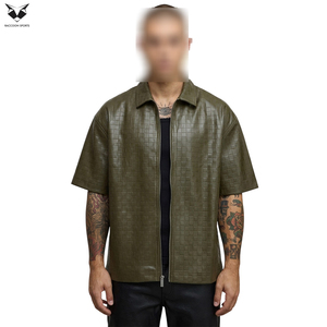 เสื้อเชิ้ตหนัง PU ผู้ชายทรงสแตนด์ สไตล์คนเมือง คุณภาพพรีเมียม ราคาขายส่ง สินค้ามาใหม่ ผู้จัดจำหน่ายที่ดีที่สุด ปรับแต่งได้ตามต้องการ ระบายอากาศได้ดี - Product Image 3