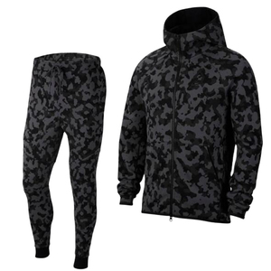 Conjunto de Pantalones y Sudadera de Forro Polar 2 en 1 para Hombre, Ropa de Calle de Invierno, 100% Algodón, Transpirable, de Secado Rápido, Cintura Elástica, Diseños Sólidos/a Cuadros - Product Image 1