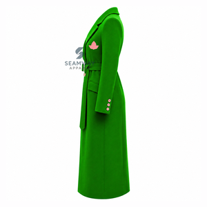 Alpha |   Kapa |   Manteau Trench Long Croisé Ceinturé pour Femme Alpha, Col Cranté, Manches Longues, Coupe Ajustée, Vêtement d'extérieur Formel - Product Image 3
