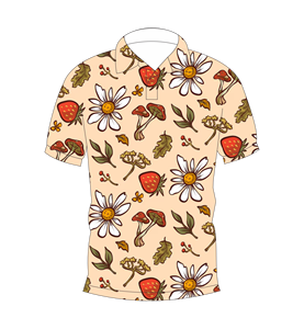 Polo pour homme beige à imprimé floral naturel, manches courtes, décontracté, pour l'été, pour le golf - Product Image 4