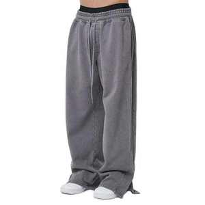 Pantalon de jogging décontracté pour homme en toile 100 % coton teint en pièce, taille mi-haute, pour entraînement sportif et gym - Product Image 3