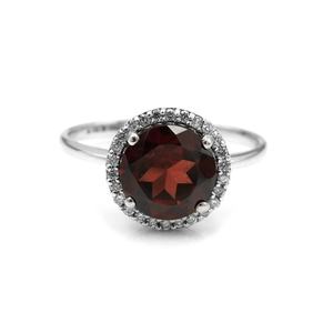 Bague en grenat rouge naturel, or blanc 18 carats, bijoux pierre de naissance de janvier, bague élégante, cadeau pour femme - Product Image 1